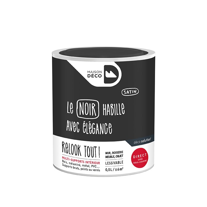 Peinture Relook Tout finition - Aspect satin - Noir