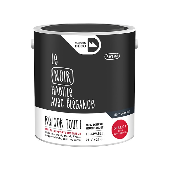Peinture Relook Tout finition - Aspect satin - Noir
