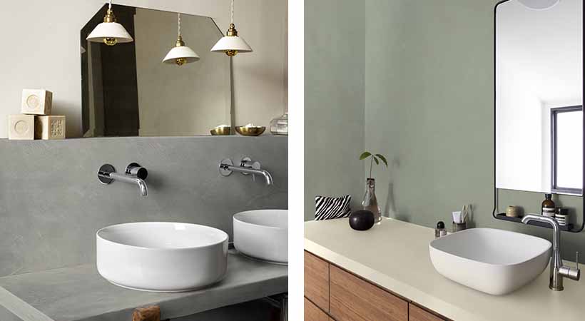 Masqu carrelage - gris urbain, blanc et Argile verte